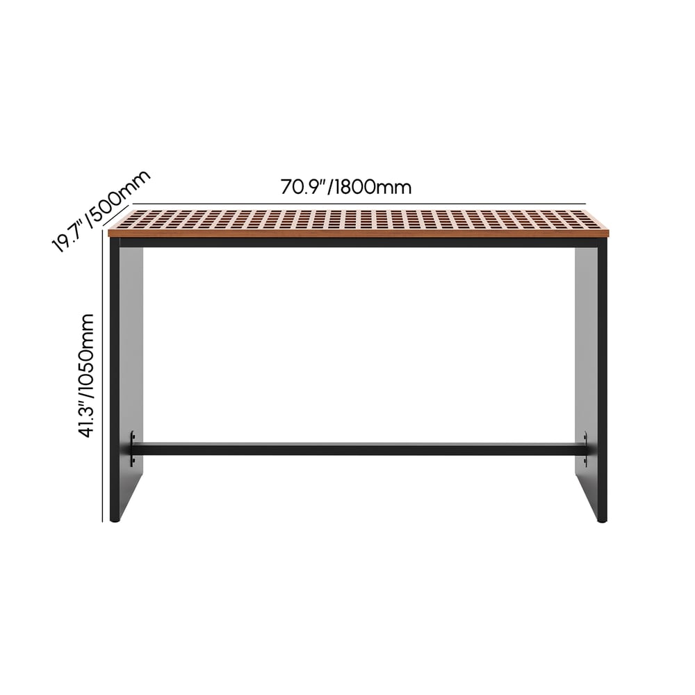 7-Pieces Teak Rectangle Hollow Bar Dining Table & Rope Chair Set - Horizon and Stone 