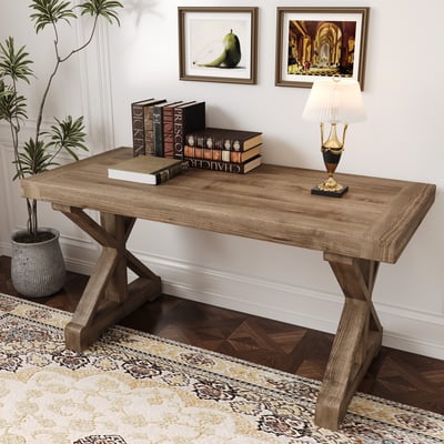 Vintage Style Rectangular Pine wood Farmhouse Desk in Natural (1500mm) - Horizon and Stone 