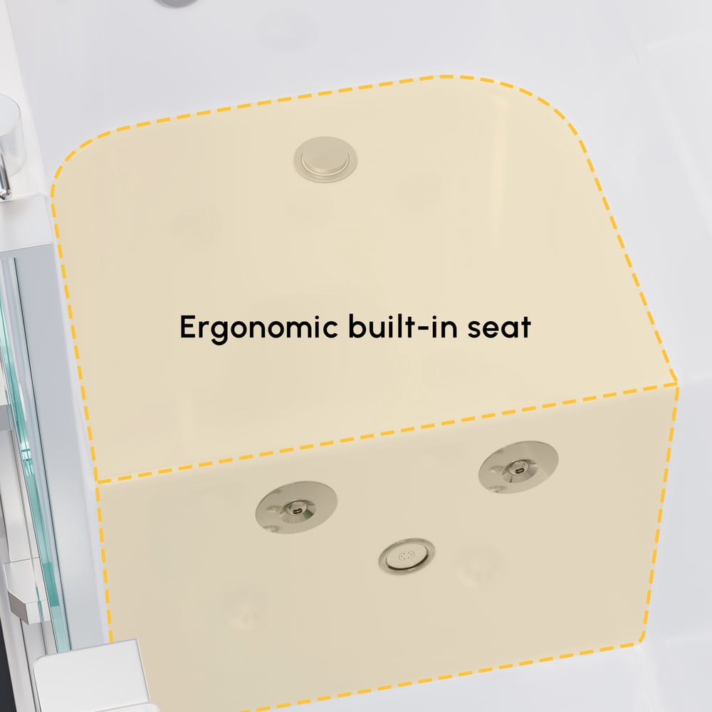 Walk In Tub Built-in Seat Tub Air Jets & Whirlpool Massage Jets with Thermostat Control - Horizon and Stone 