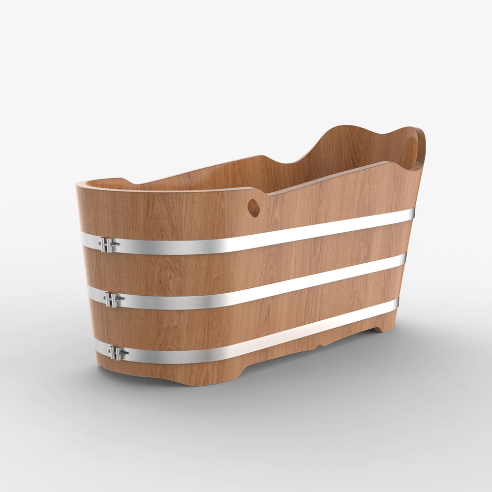 1510mm Japanese Oak Wood Soaking Bath Freestanding Modern Natural Bathtub - Horizon and Stone 