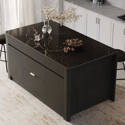 51" Sintered Stone Top Solid Wood Kitchen Island with Storage  4 COLOURS - Horizon and Stone 