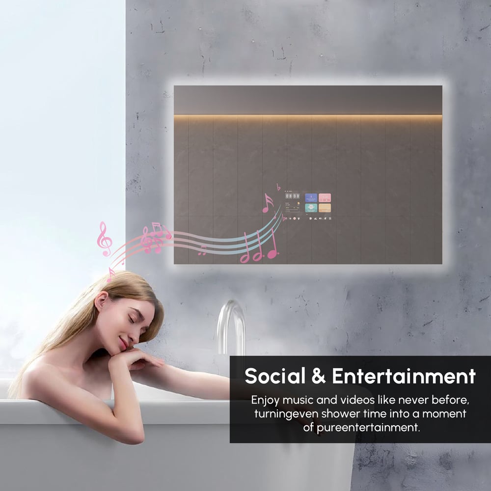 1200mm x 700mm Smart Bathroom Mirror Waterproof Touchscreen with Multi-Function - Horizon and Stone 