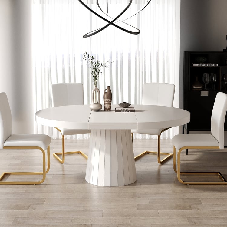 Oval & Round Dining Table Extendable Table Pedestal 6-Seater Japandi Walnut - AVAILABLE IN 5 COLOURS - Horizon and Stone 