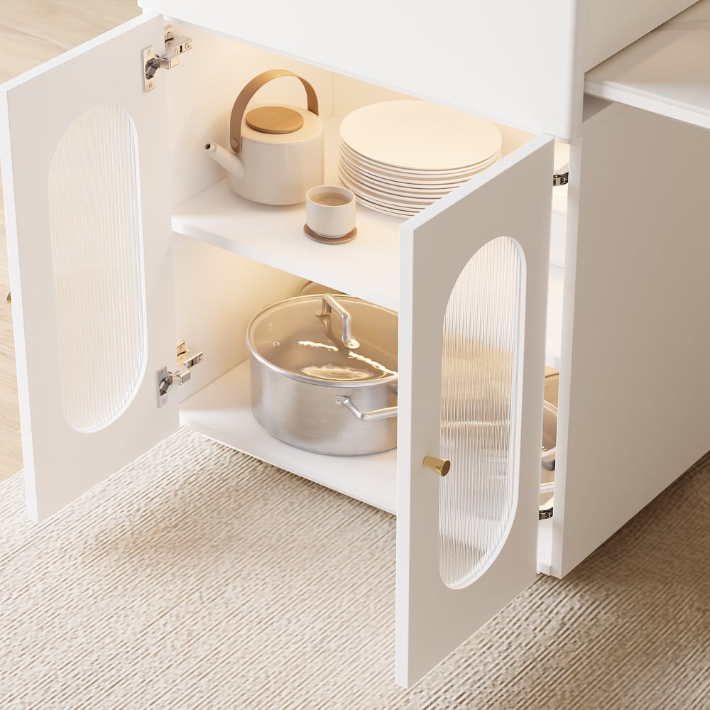 Expandable Kitchen Island with Marble-Pattern Sintered Stone Top 180-210cm - Horizon and Stone 