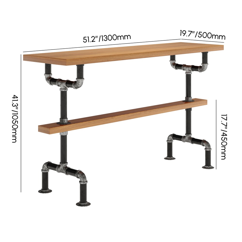 1300mm Industrial Rectangular Bar Table Natural Industrial Pub Table