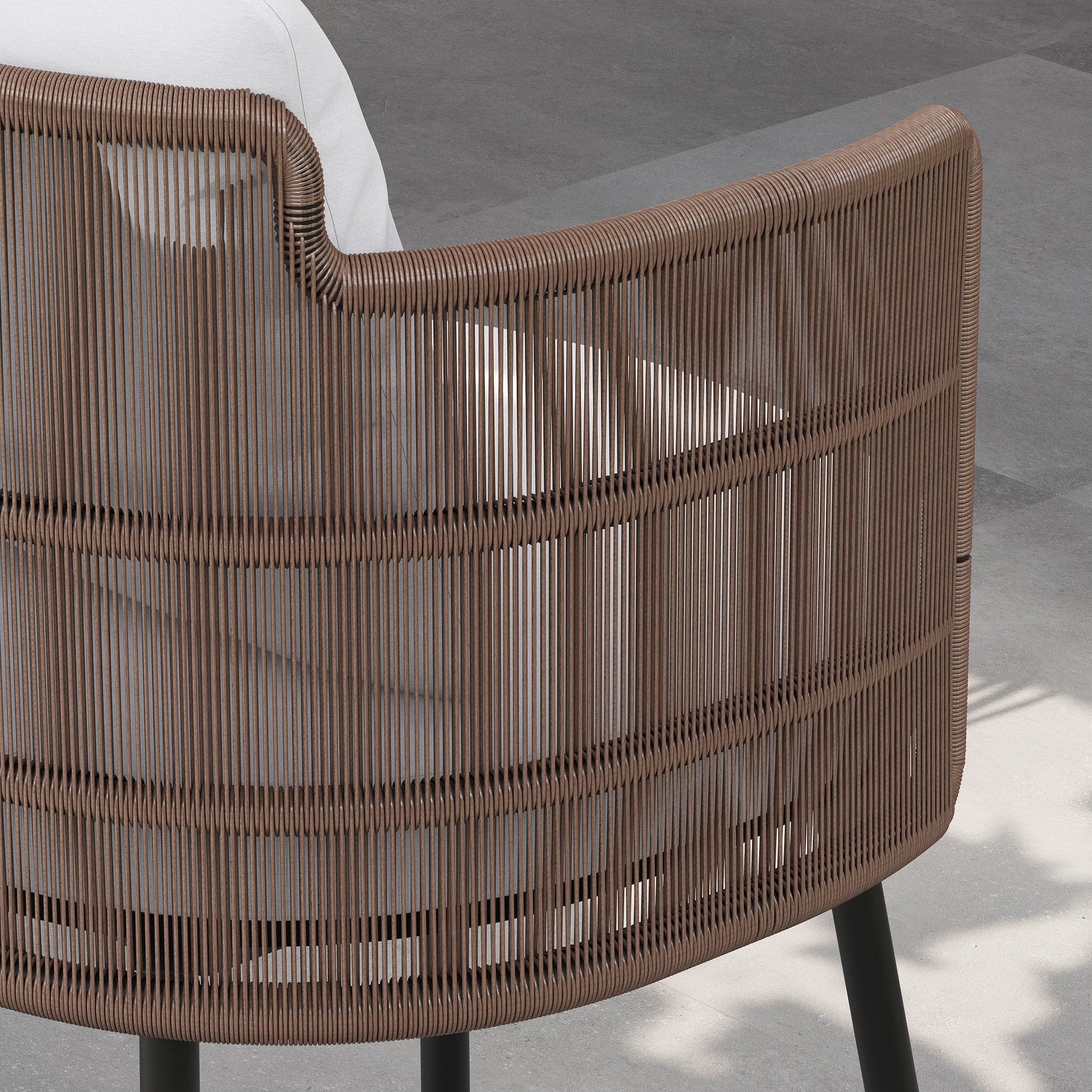 7-Pieces Teak Rectangle Hollow Bar Dining Table & Rope Chair Set - Horizon and Stone 