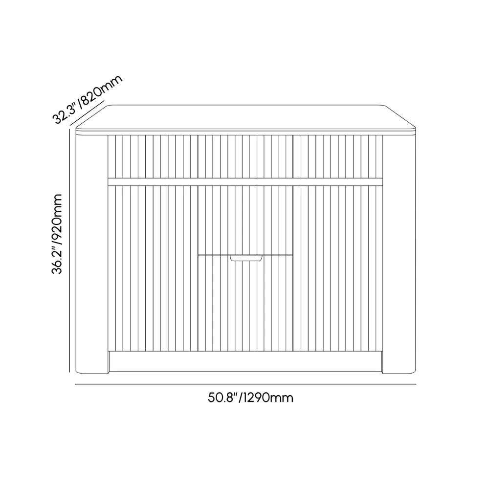 51" Sintered Stone Top Solid Wood Kitchen Island with Storage  4 COLOURS - Horizon and Stone 