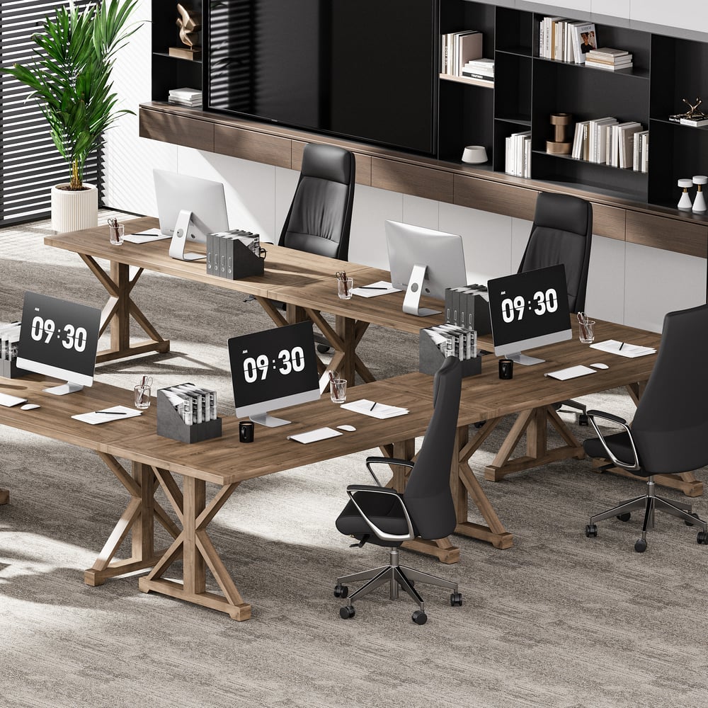 Vintage Style Rectangular Pine wood Farmhouse Desk in Natural (1500mm) - Horizon and Stone 