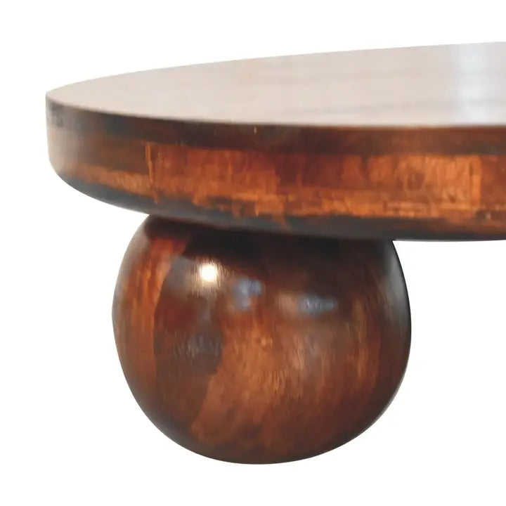 California Walnut Central Table with Ball Feet - Horizon and Stone 
