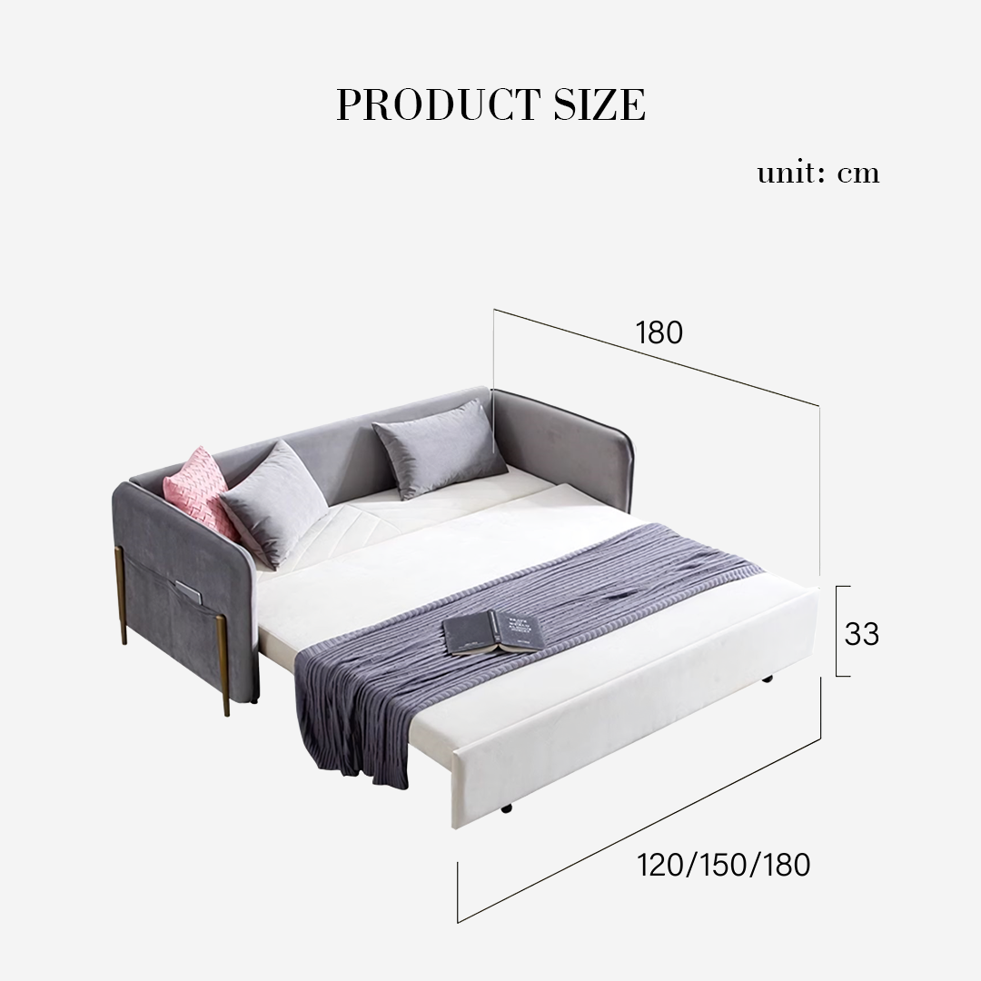 Aarav Foldable Sofa Bed, Leathaire - Horizon and Stone 