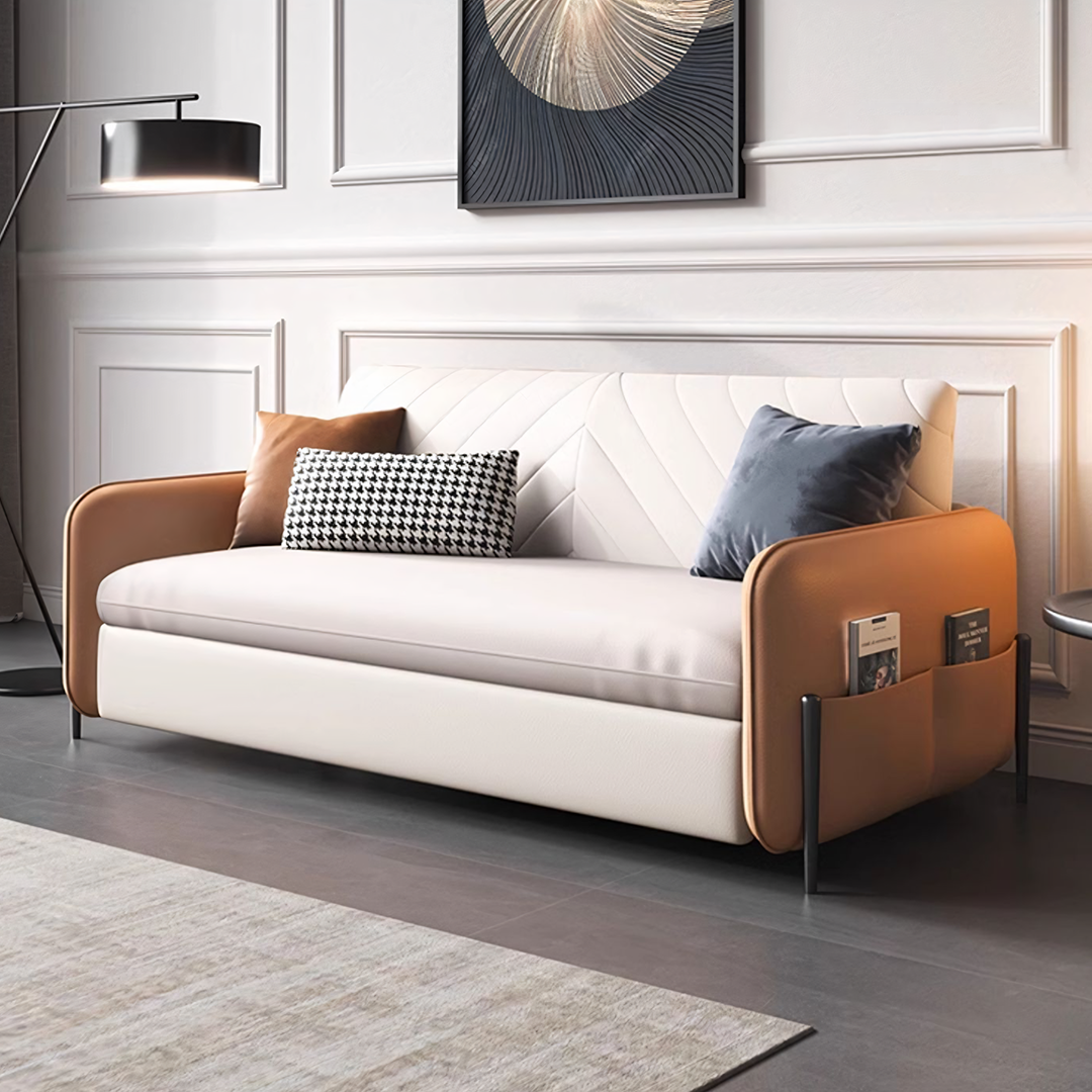 Aarav Foldable Sofa Bed, Leathaire - Horizon and Stone 