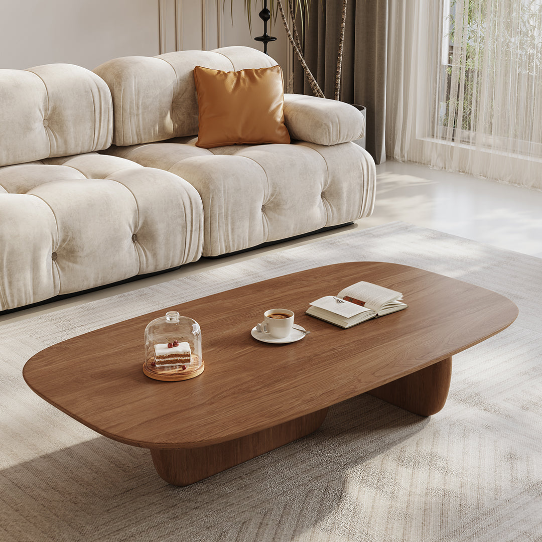 Barakat Travertine Coffee Table Set, Walnut - Horizon and Stone 