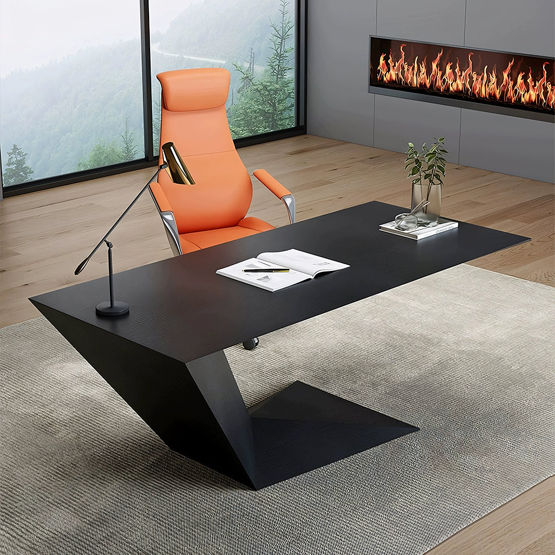 Tariq Modern Office Desk For Home, Black Wood - Horizon and Stone 