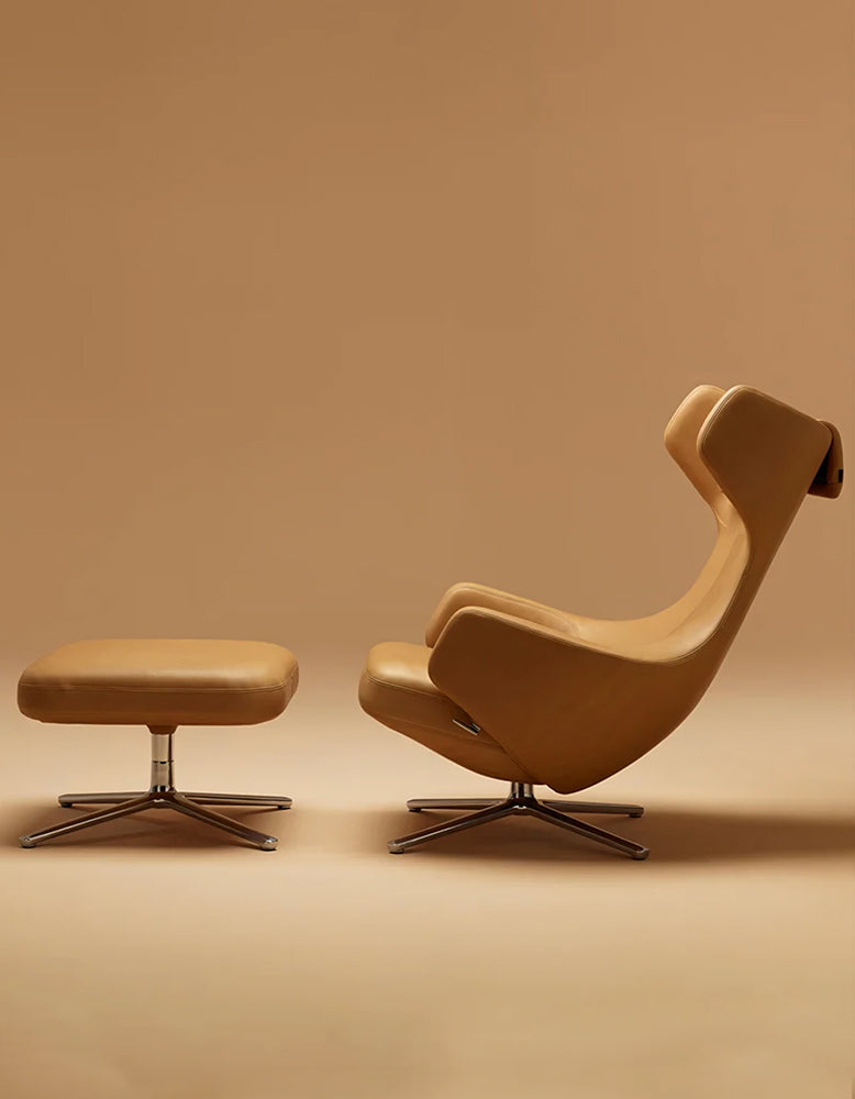 Ghoshal Egg Chair, Wingback Lounge Chair With Recliner & Footstool - Horizon and Stone 