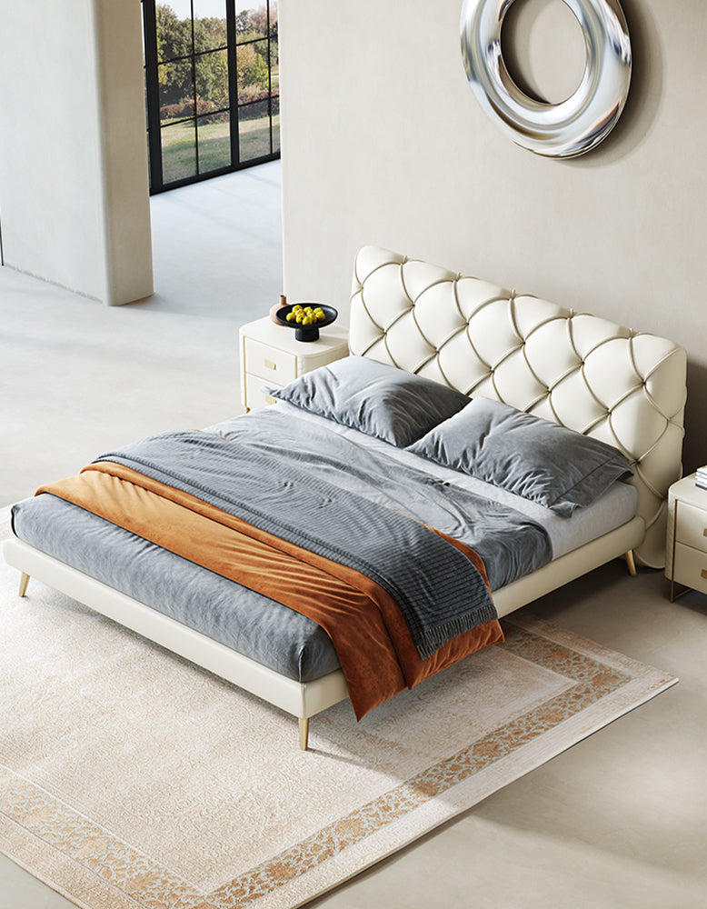 Baal King Size / Super King Size Bed, Leather, With Beside Table - Horizon and Stone 