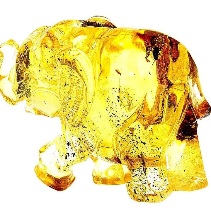 Figurine Superb Quality Handmade Natural Carved Elephant Made of Genuine Baltic Amber