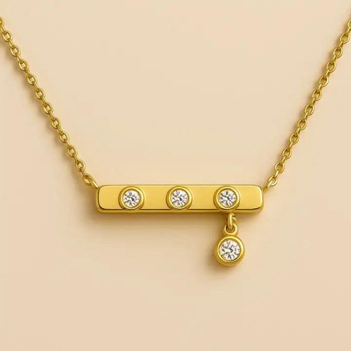 Light Line Triple Dot Necklace in 14k Gold with Diamonds (Copy) - Horizon and Stone 