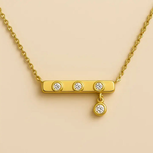 Light Line Triple Dot Necklace in 14k Gold with Diamonds (Copy) - Horizon and Stone 