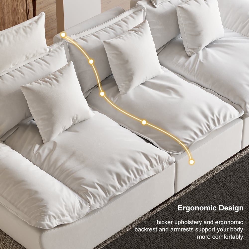 2780mm Modern White Leath-Aire 3 Seater Deep Sofa with Adjustable Backrest Sailboat  SALE