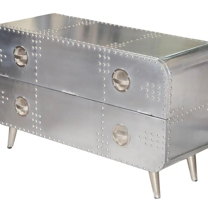 44" Silver Aluminum Enclosed Storage Tv Stand - Horizon and Stone 