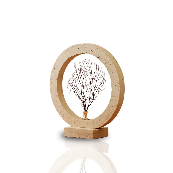 Tree of Life Handmade Travertine Sculpture with Frame - Horizon and Stone 