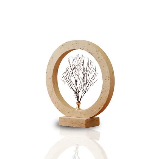 Tree of Life Handmade Travertine Sculpture with Frame - Horizon and Stone 