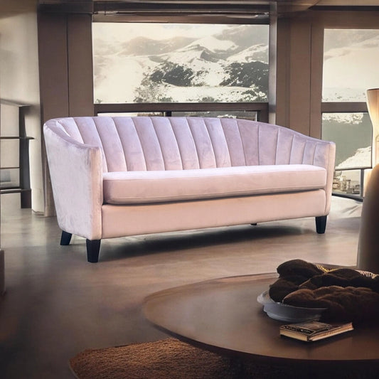 3 Seater Pink Velvet Sofa 