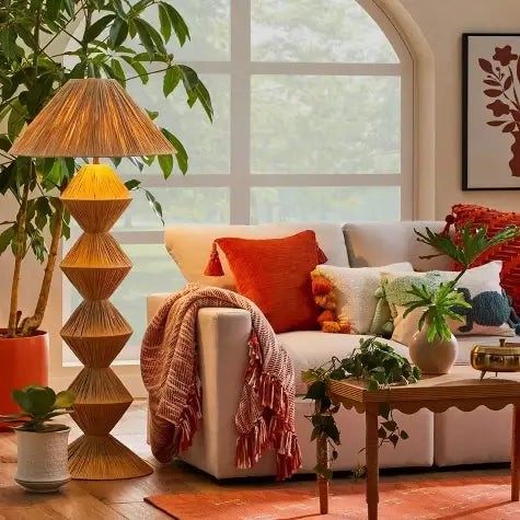 Natural Floor Raffia Lamp, Raffia Lampshade, Table Lampshade