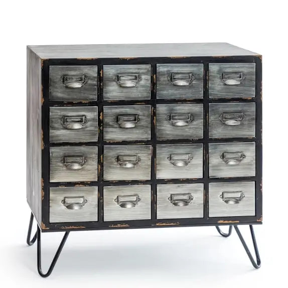 Brushed Steel Multi Drawer Apothecary Cabinet