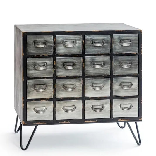 Brushed Steel Multi Drawer Apothecary Cabinet