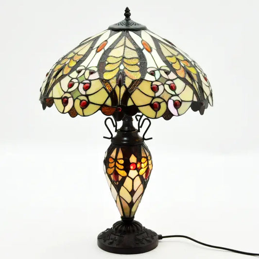 18"SHADE CREAM/RED DOUBLE TIFFANY LAMP - Horizon and Stone 