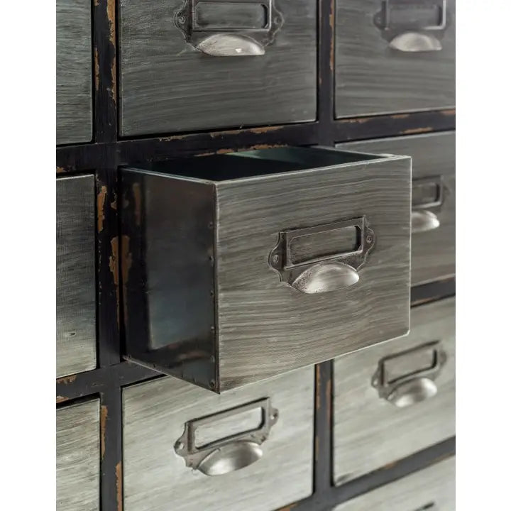 Brushed Steel Multi Drawer Apothecary Cabinet