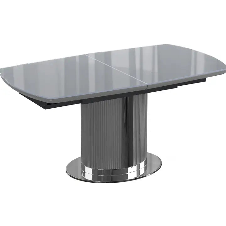 Belgrave Ribbed Extending Dining Table with Glass Top - Horizon and Stone 