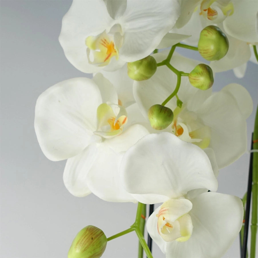 Giant White Orchid Plant Artificial 189 Flowers Real Touch - Horizon and Stone 