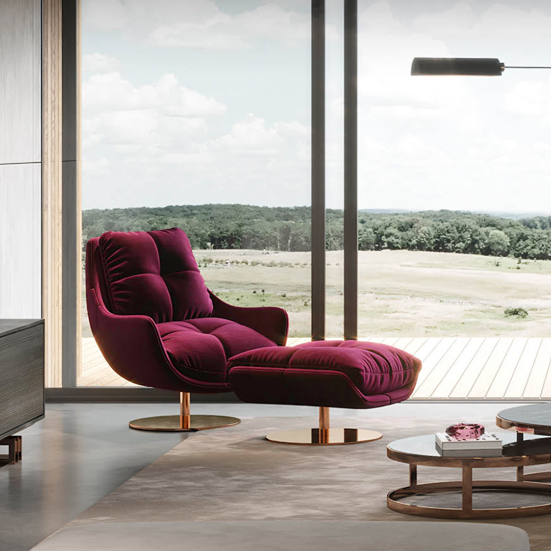 Bonnet Swivel Lounge Chair With Ottoman - Horizon and Stone 