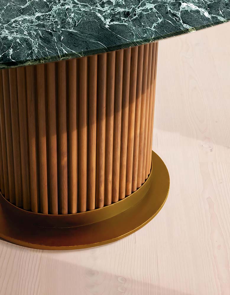 Murcell Oval Dining Table, Lara Green Marble - Horizon and Stone 