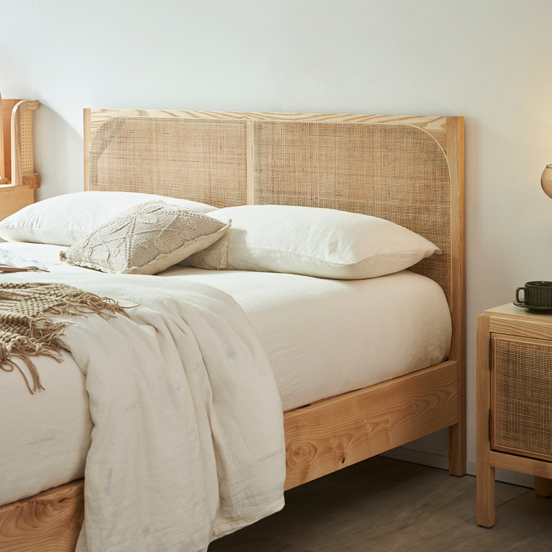 Mason King Size Bed, Superking Size Bed, Rattan & Solid Wood, Oak - Horizon and Stone 