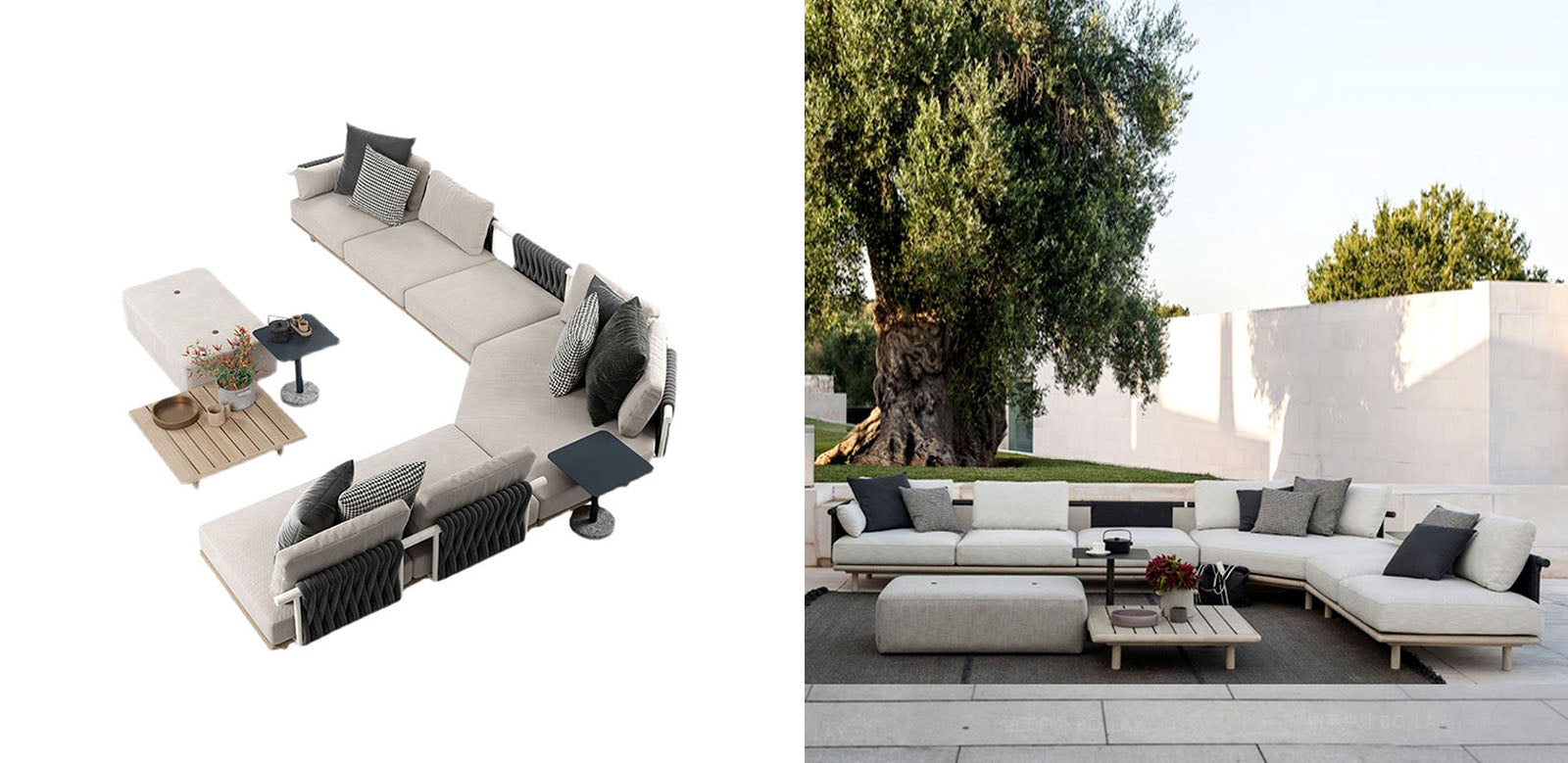 Phyllis Rattan Outdoor Sofa Set, Two Seater Sofa, Outdoor Furniture, Grey - Horizon and Stone 