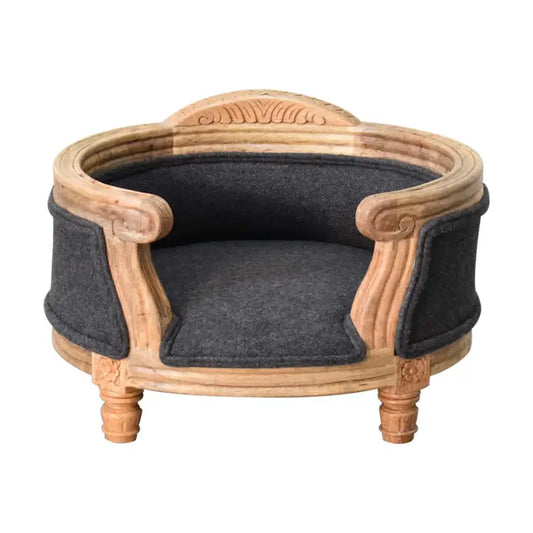 Carved Battleship Tweed Pet Bed - Horizon and Stone 