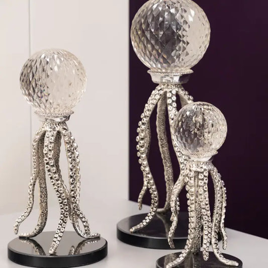 Silver Octopus Triple Top 26X32X38 cm