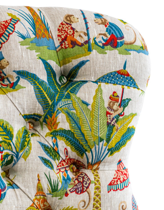 Exotic Monkey Parasol Button Back Occasional Chair - Hand Made in the UK - Horizon and Stone 