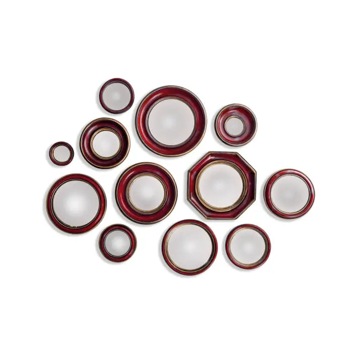 Set of 36 Convex Mirrors with Gold Inner Frame - Horizon and Stone 