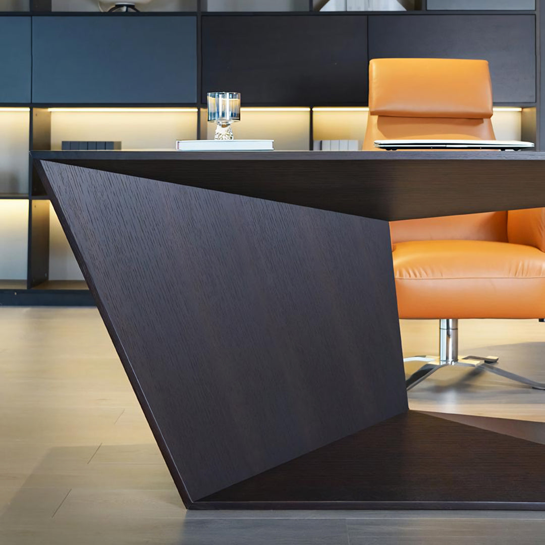 Tariq Modern Office Desk For Home, Black Wood - Horizon and Stone 