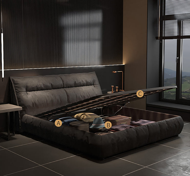 Raj King Size, Super King Size Bed With Storage, Dark Grey - Horizon and Stone 