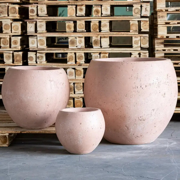 Orbello | Blushstone – 70cm Extra Large Concrete Sphere Planter – 207L Round Plant Pot - Horizon and Stone 