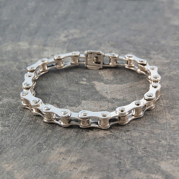 Mens Silver Bike Chain Bracelet - Horizon and Stone 