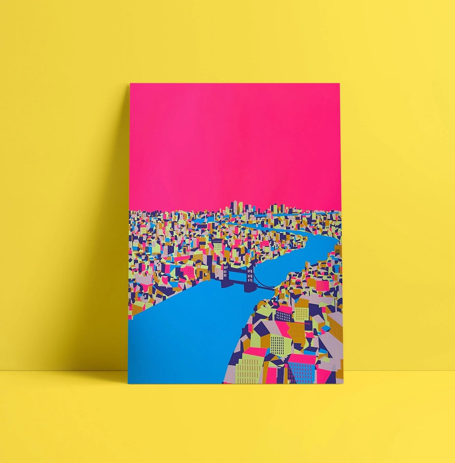 'thames Hot Pink' Screen Print - Horizon and Stone 