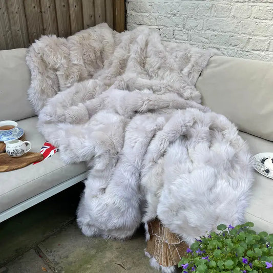 Clotted Cream Shearling Throw 120cm X 220cm - Horizon and Stone 