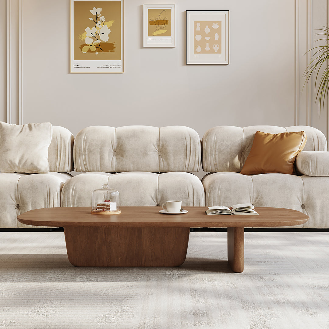 Barakat Travertine Coffee Table Set, Walnut - Horizon and Stone 