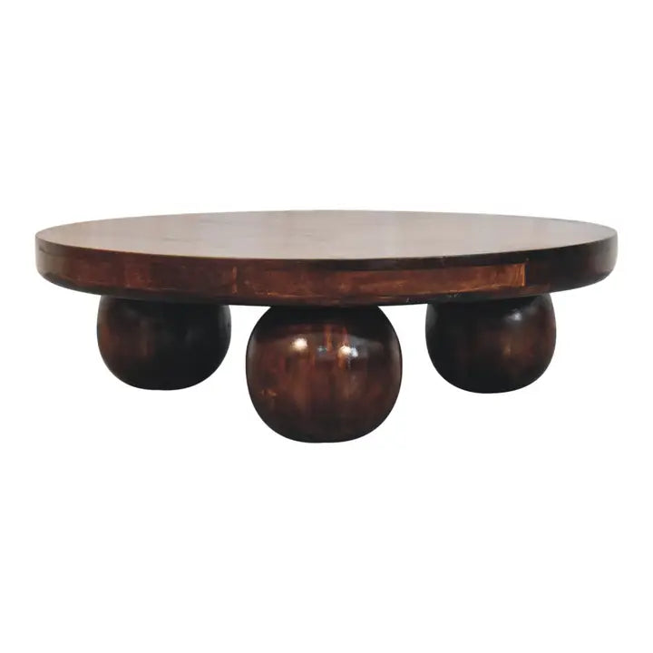 California Walnut Central Table with Ball Feet - Horizon and Stone 